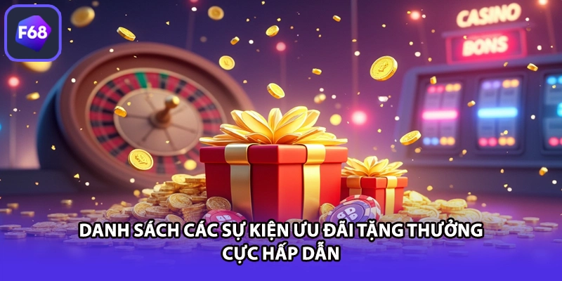 Danh sách các sự kiện ưu đãi tặng thưởng cực hấp dẫn.